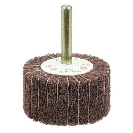 Weiler 2" x 1" Non-Woven Stem-Mounted Interleaf Flap Wheel, 320AO, 1/4" Stem 54502